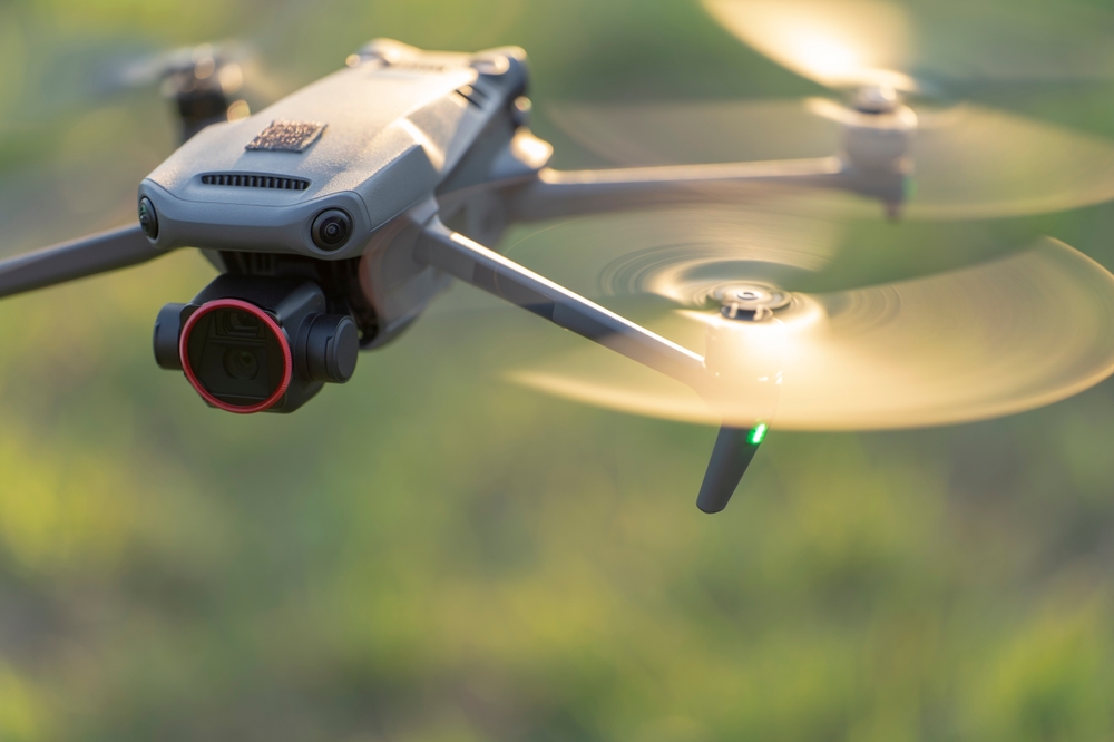 A drone midair with great flight time and capacity